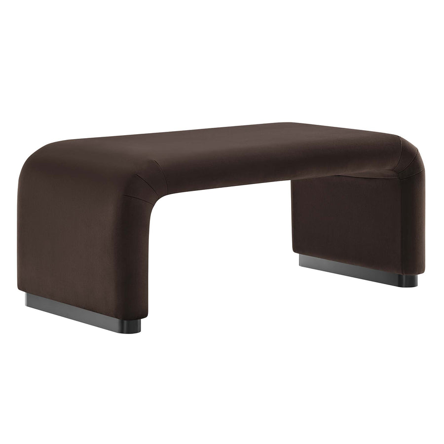 Benzoin Performance Velvet Waterfall Ottoman in Black Chocolate Brown