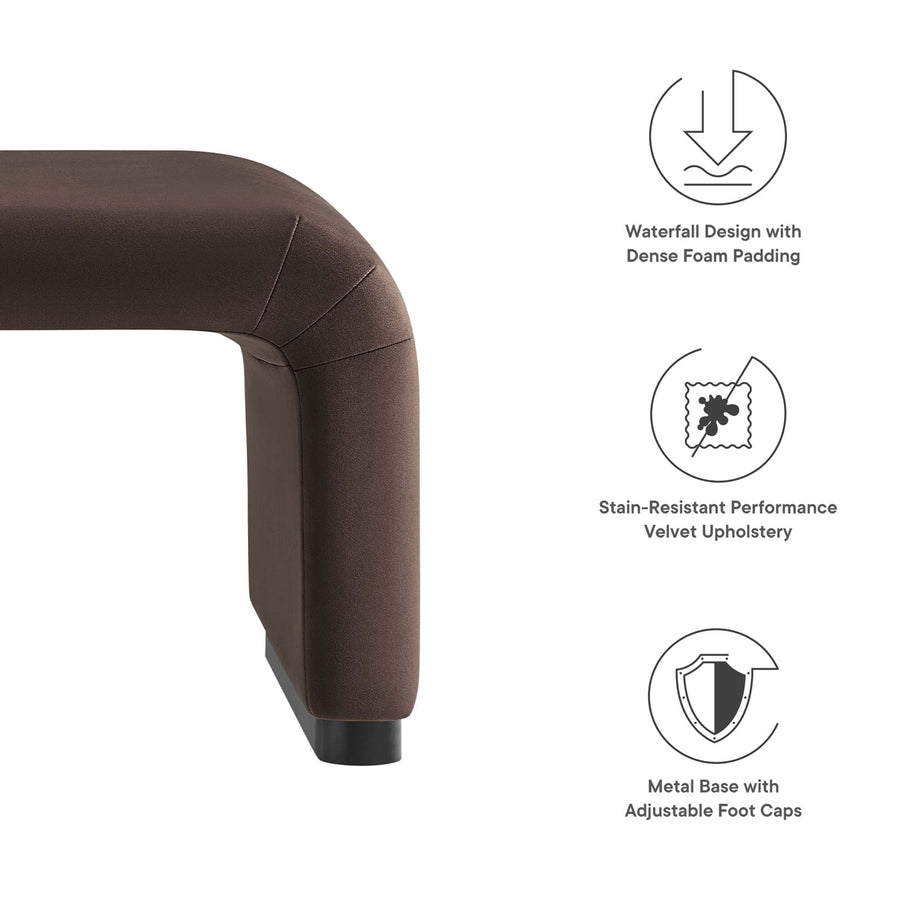 Benzoin Performance Velvet Waterfall Ottoman in Black Chocolate Brown