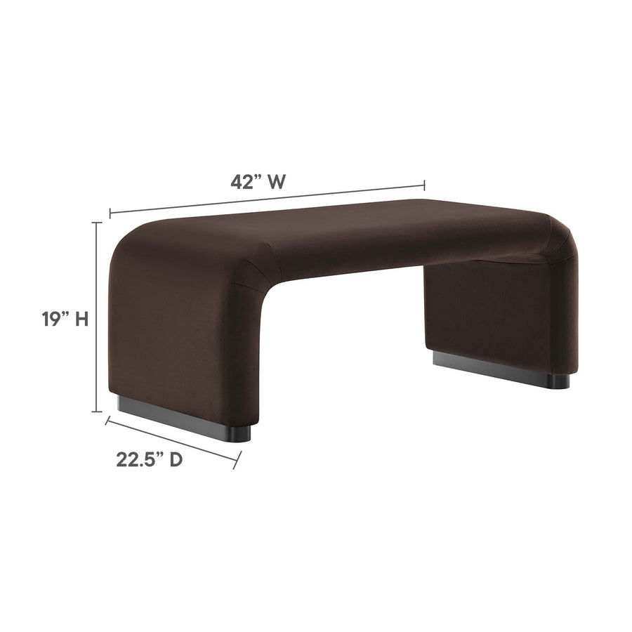 Benzoin Performance Velvet Waterfall Ottoman in Black Chocolate Brown
