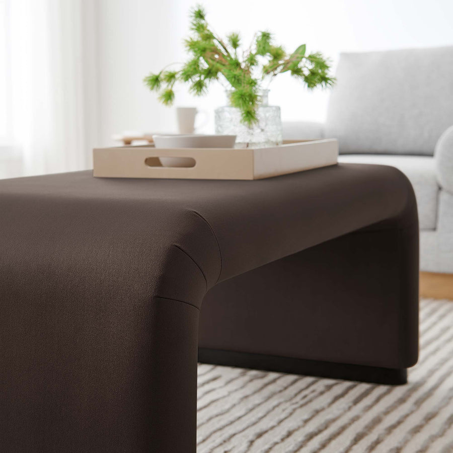 Benzoin Performance Velvet Waterfall Ottoman in Black Chocolate Brown
