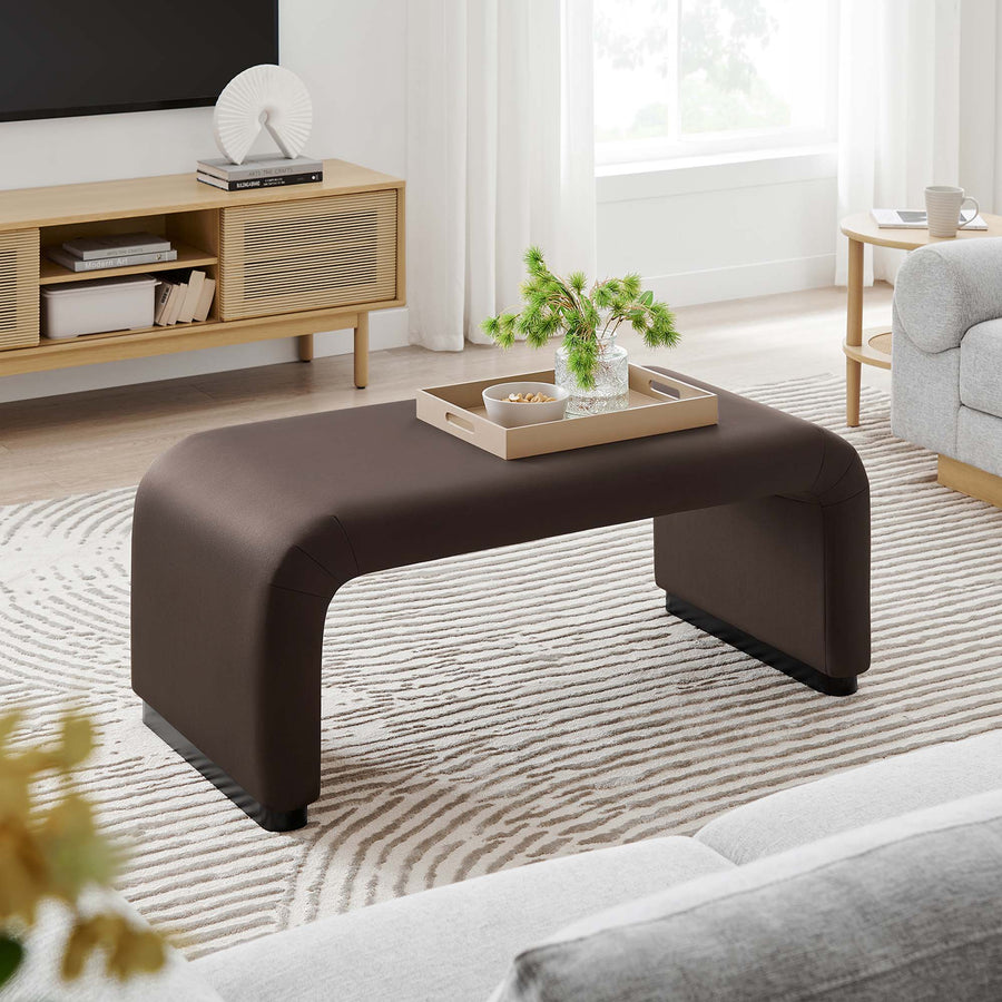 Benzoin Performance Velvet Waterfall Ottoman in Black Chocolate Brown