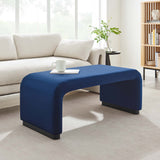 Benzoin Performance Velvet Waterfall Ottoman in Black Midnight Blue