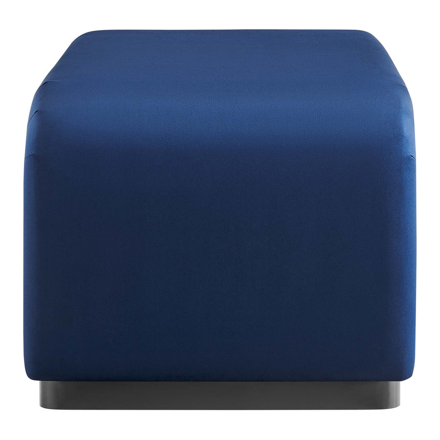 Benzoin Performance Velvet Waterfall Ottoman in Black Midnight Blue