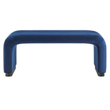 Benzoin Performance Velvet Waterfall Ottoman in Black Midnight Blue
