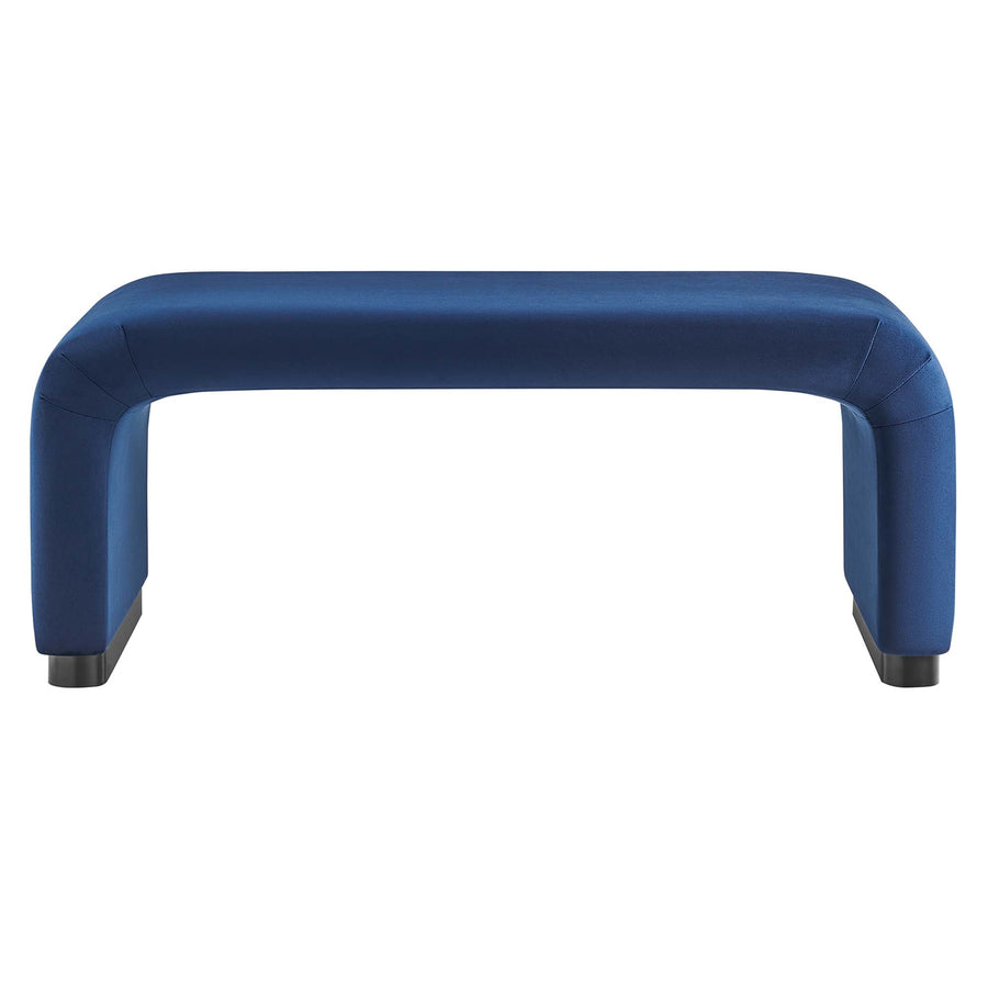Benzoin Performance Velvet Waterfall Ottoman in Black Midnight Blue