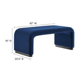 Benzoin Performance Velvet Waterfall Ottoman in Black Midnight Blue