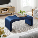 Benzoin Performance Velvet Waterfall Ottoman in Black Midnight Blue
