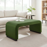 Benzoin Performance Velvet Waterfall Ottoman in Black Moss Green