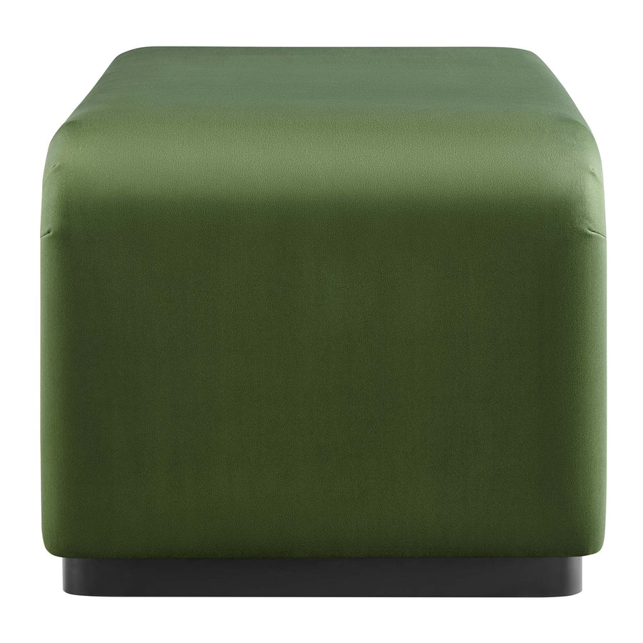 Benzoin Performance Velvet Waterfall Ottoman in Black Moss Green