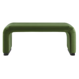 Benzoin Performance Velvet Waterfall Ottoman in Black Moss Green