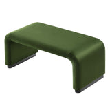 Benzoin Performance Velvet Waterfall Ottoman in Black Moss Green