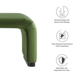 Benzoin Performance Velvet Waterfall Ottoman in Black Moss Green