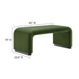 Benzoin Performance Velvet Waterfall Ottoman in Black Moss Green