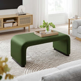 Benzoin Performance Velvet Waterfall Ottoman in Black Moss Green