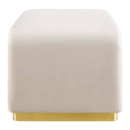 Koda Performance Velvet Waterfall Ottoman in Brass Almond