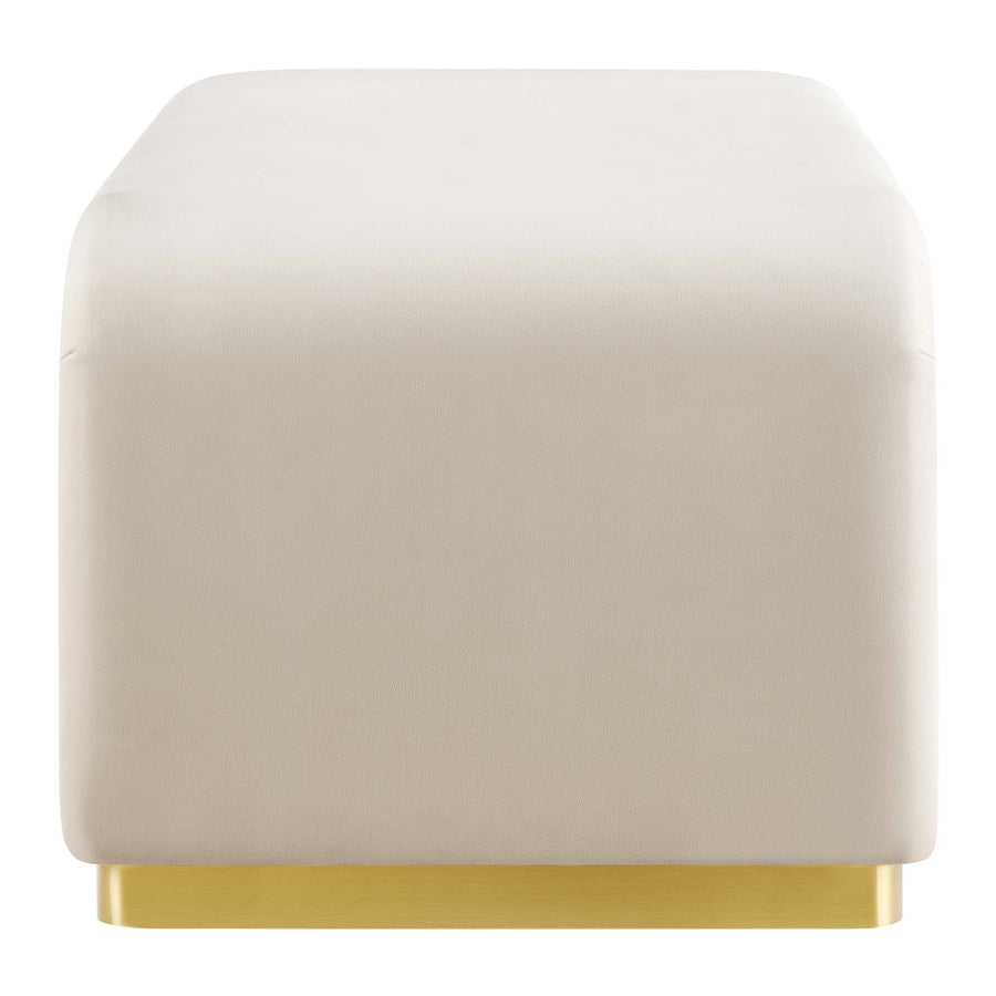 Benzoin Performance Velvet Waterfall Ottoman in Brass Almond
