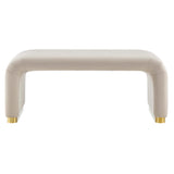 Benzoin Performance Velvet Waterfall Ottoman in Brass Almond