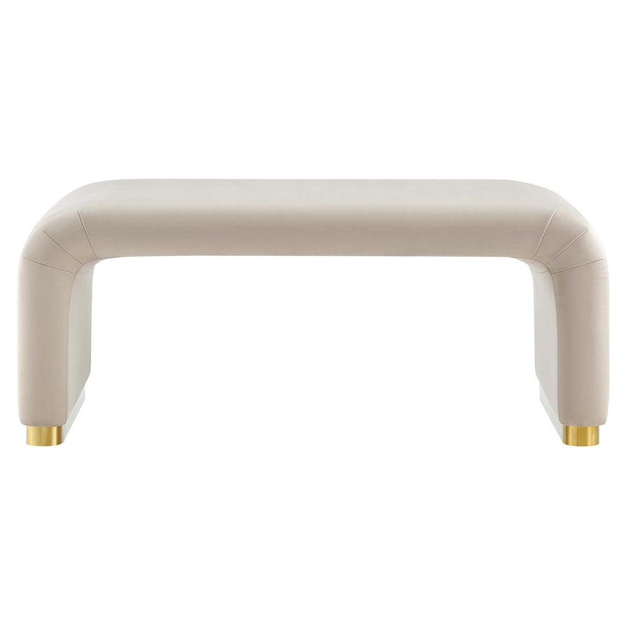 Benzoin Performance Velvet Waterfall Ottoman in Brass Almond