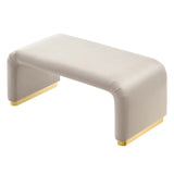 Benzoin Performance Velvet Waterfall Ottoman in Brass Almond
