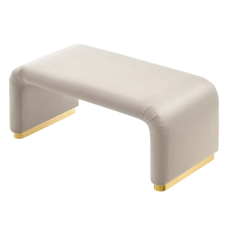 Benzoin Performance Velvet Waterfall Ottoman in Brass Almond