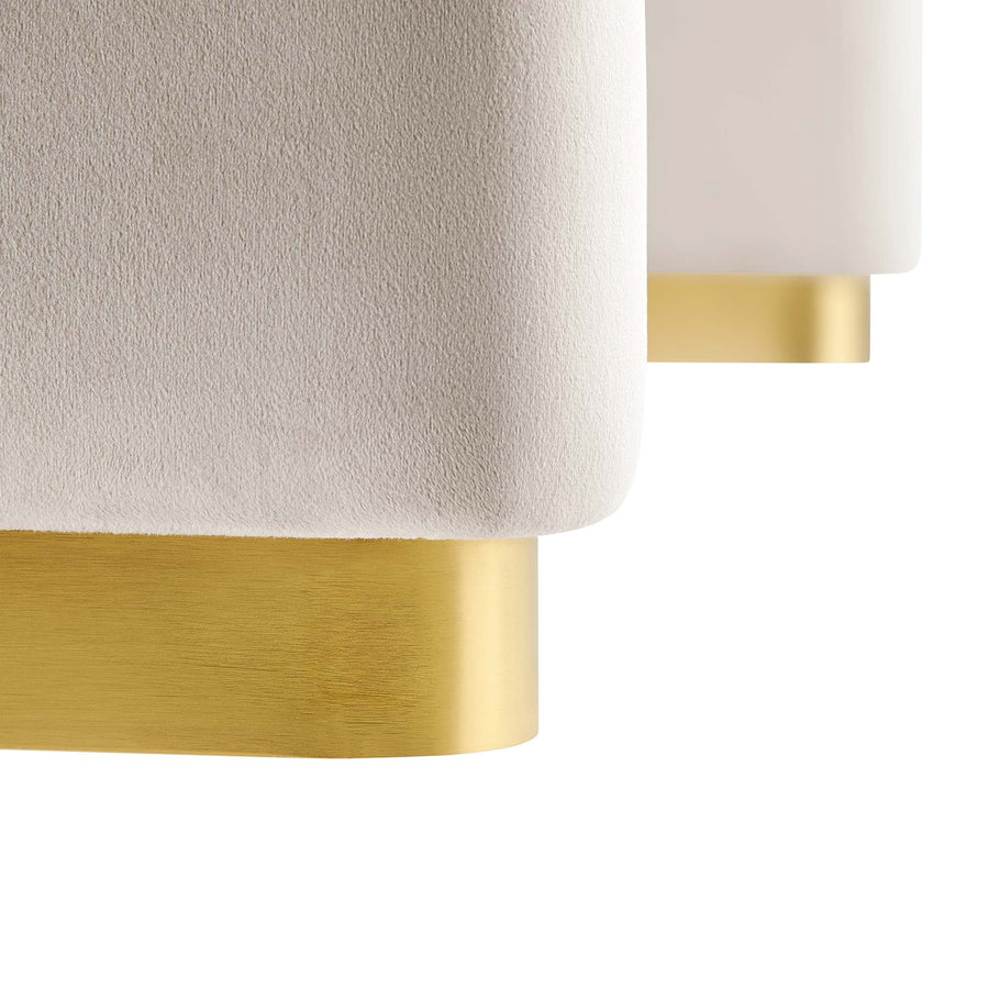 Benzoin Performance Velvet Waterfall Ottoman in Brass Almond