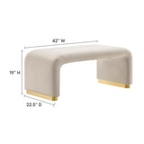 Benzoin Performance Velvet Waterfall Ottoman in Brass Almond