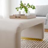 Benzoin Performance Velvet Waterfall Ottoman in Brass Almond