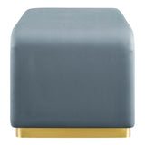 Benzoin Performance Velvet Waterfall Ottoman in Brass Cadet Blue
