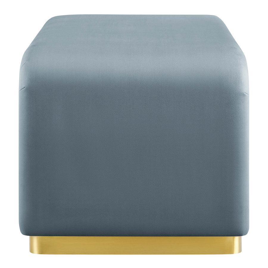 Benzoin Performance Velvet Waterfall Ottoman in Brass Cadet Blue