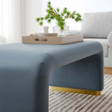 Benzoin Performance Velvet Waterfall Ottoman in Brass Cadet Blue
