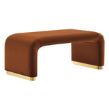 Benzoin Performance Velvet Waterfall Ottoman in Brass Rust