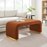 Benzoin Performance Velvet Waterfall Ottoman in Brass Rust