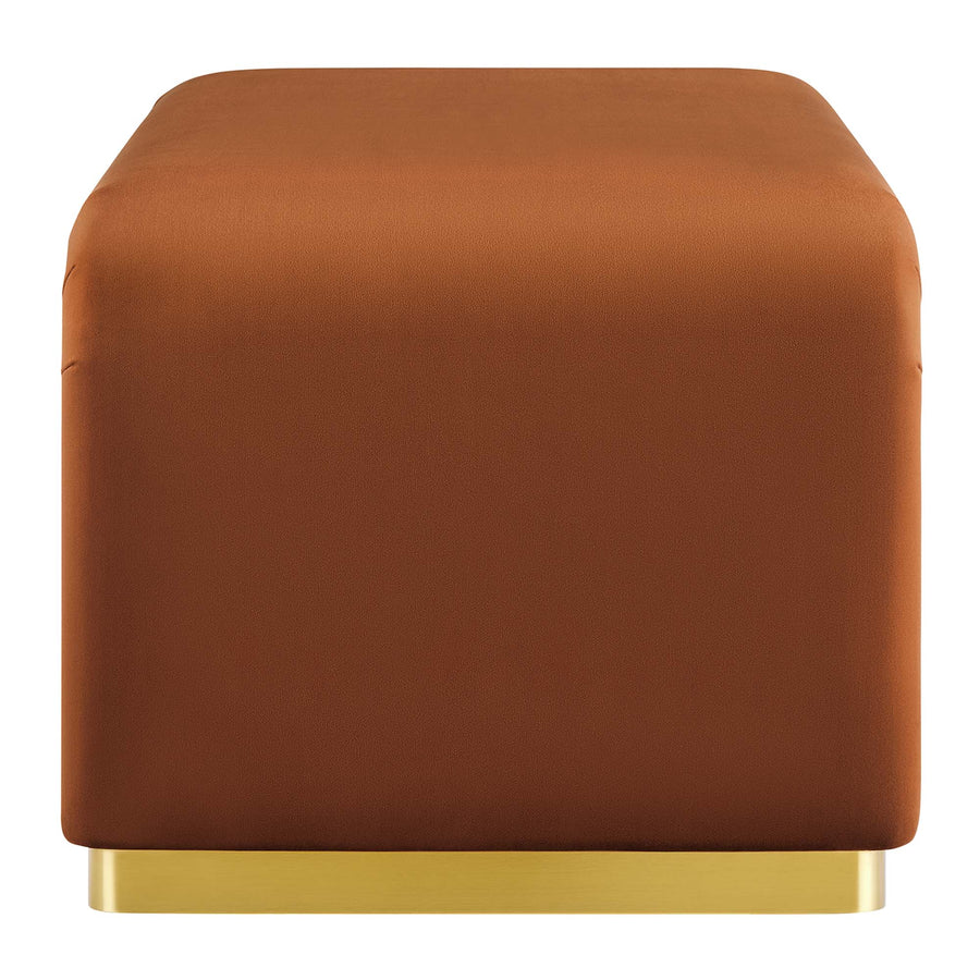Benzoin Performance Velvet Waterfall Ottoman in Brass Rust
