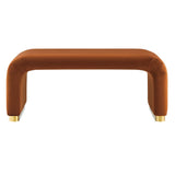 Benzoin Performance Velvet Waterfall Ottoman in Brass Rust