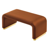 Benzoin Performance Velvet Waterfall Ottoman in Brass Rust