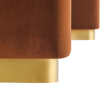 Benzoin Performance Velvet Waterfall Ottoman in Brass Rust