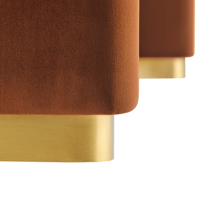 Koda Performance Velvet Waterfall Ottoman in Brass Rust