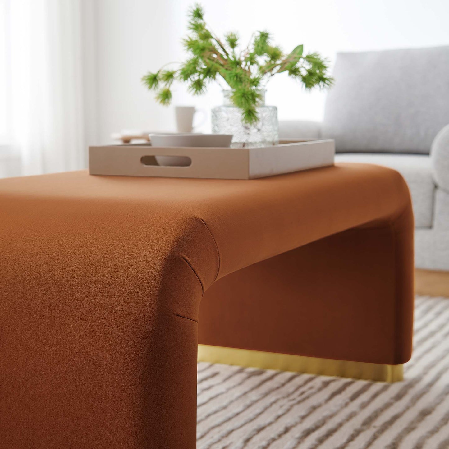 Koda Performance Velvet Waterfall Ottoman by Furniture For America
