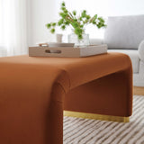 Benzoin Performance Velvet Waterfall Ottoman in Brass Rust