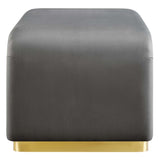 Benzoin Performance Velvet Waterfall Ottoman in Brass Storm Gray