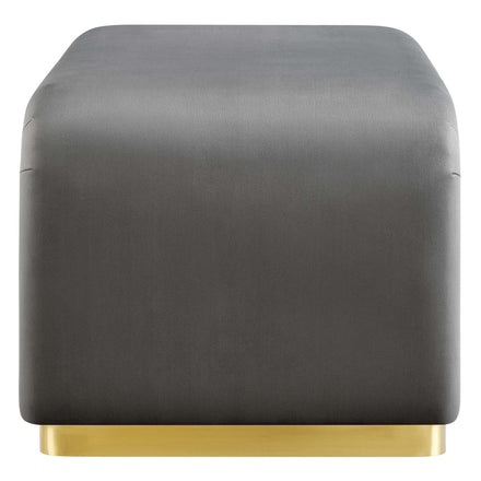 Koda Performance Velvet Waterfall Ottoman in Brass Storm Gray