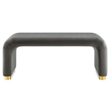Benzoin Performance Velvet Waterfall Ottoman in Brass Storm Gray