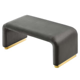 Benzoin Performance Velvet Waterfall Ottoman in Brass Storm Gray