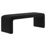 Talia Boucle Fabric Waterfall Long Bench in Black