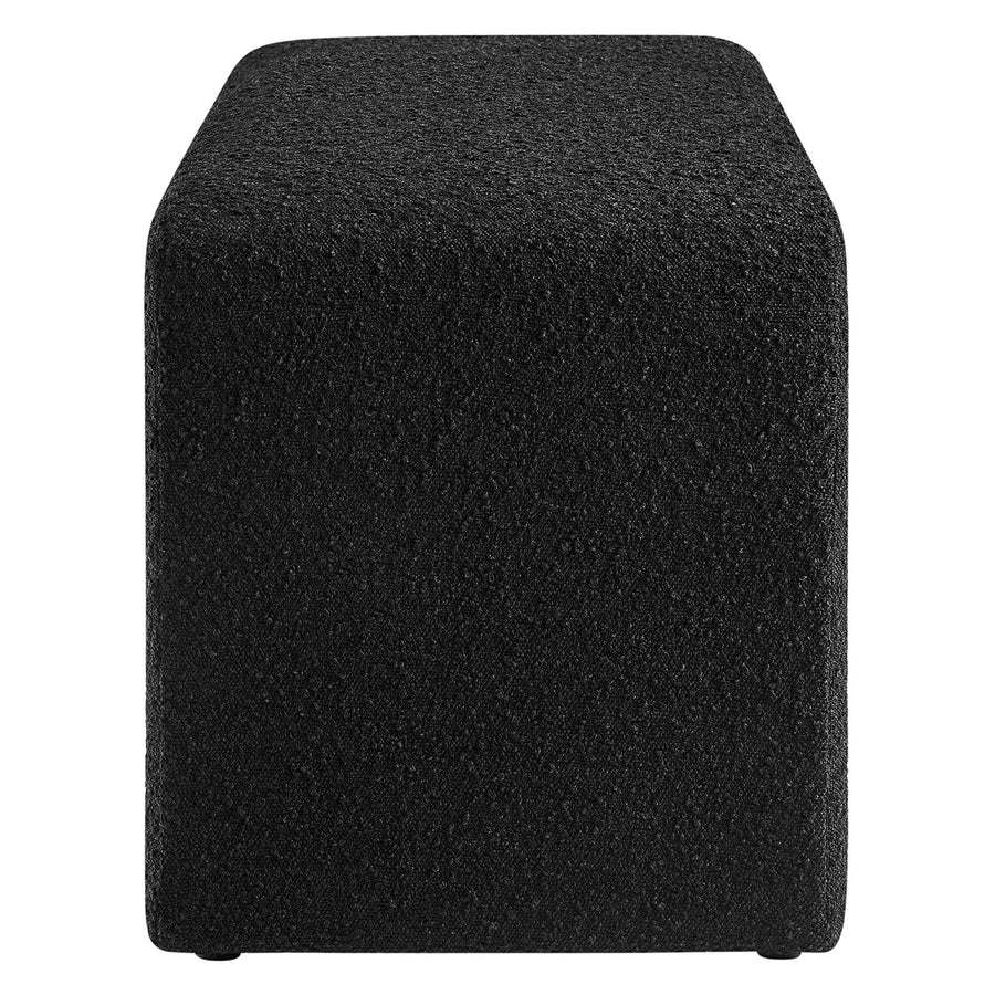 Talia Boucle Fabric Waterfall Long Bench in Black