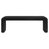 Talia Boucle Fabric Waterfall Long Bench in Black