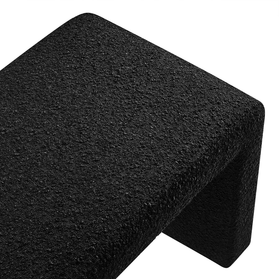 Talia Boucle Fabric Waterfall Long Bench in Black