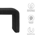 Talia Boucle Fabric Waterfall Long Bench in Black