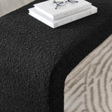 Talia Boucle Fabric Waterfall Long Bench in Black