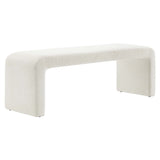 Talia Boucle Fabric Waterfall Long Bench in Ivory